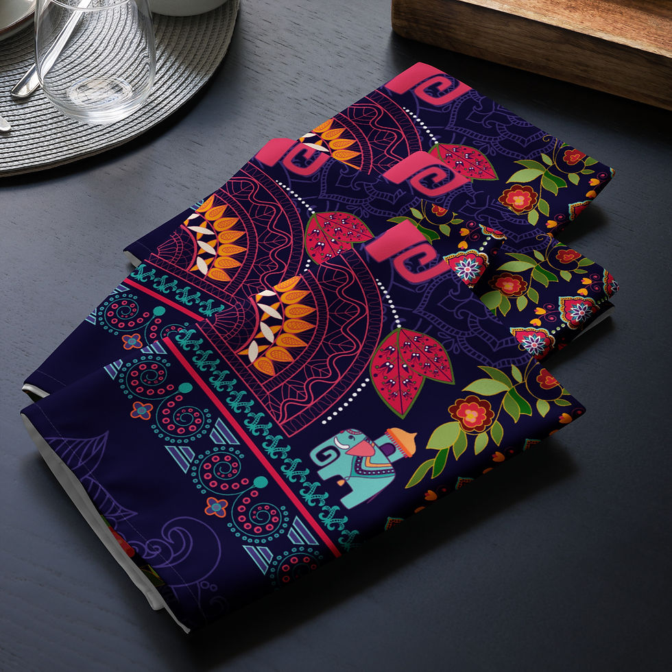Thumbnail: Elephants in the  Jungle Cloth napkin set