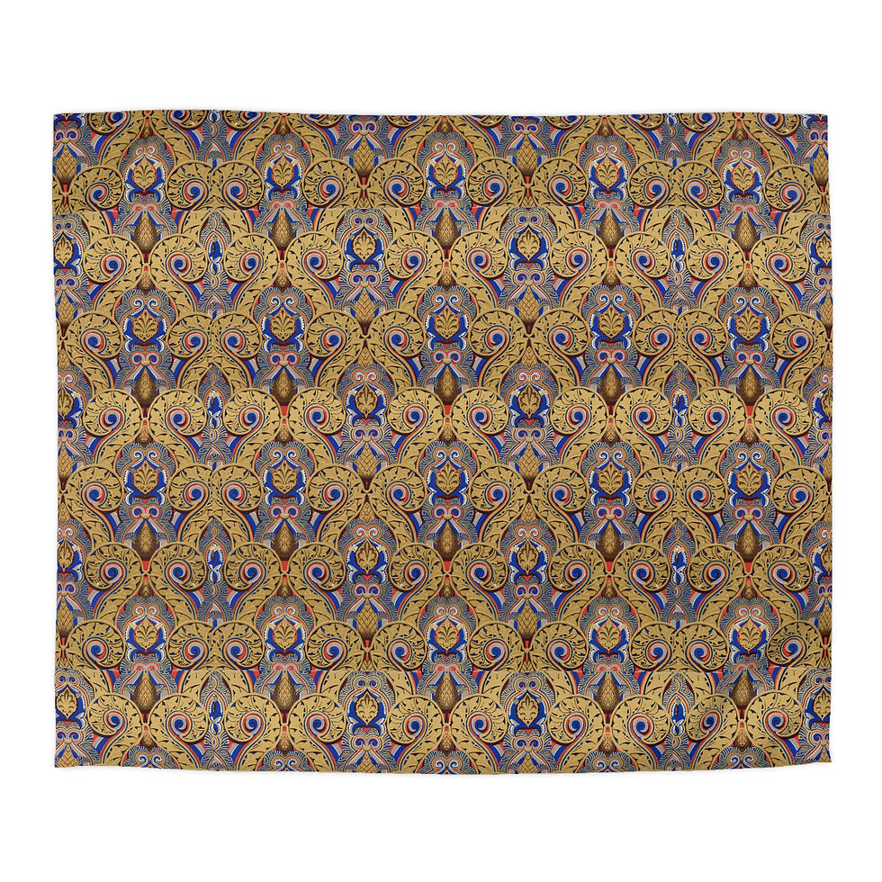 Thumbnail: Indian Floral Duvet Cover — Vintage Gold & Indigo Mandala Microfiber