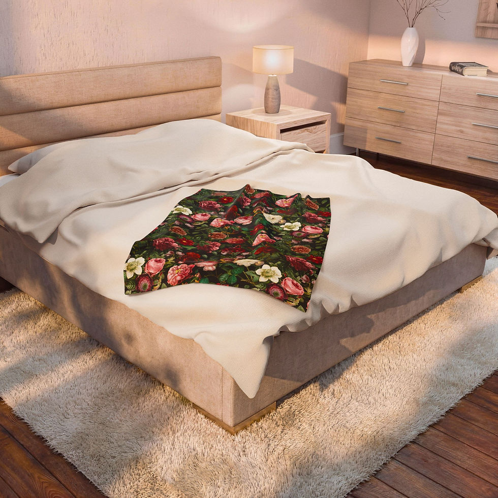 Thumbnail: Vintage Floral Velveteen Plush Blanket – Cozy Rose Garden Throw