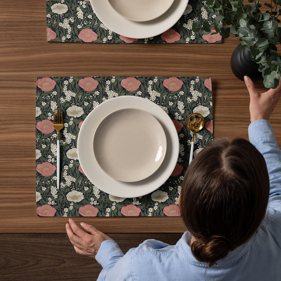 Thumbnail: Poppies and Green Placemat Set