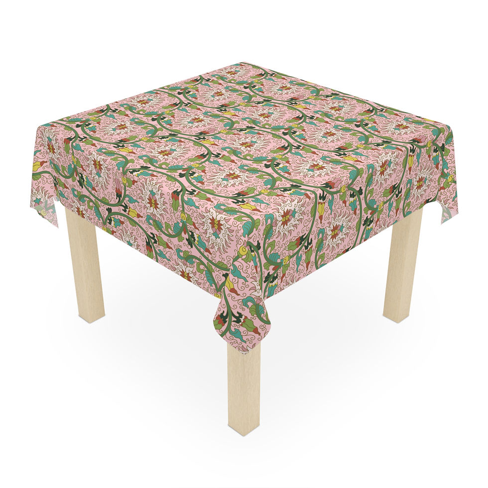 Thumbnail: Floral Pattern Tablecloth (Pink2) - Elegant Dining Decor for Special Occasions