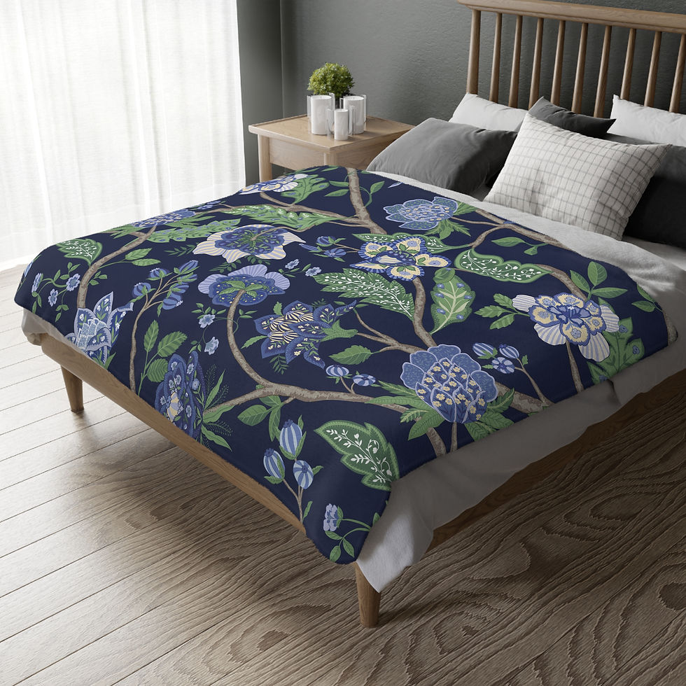 Thumbnail: Mughal Gardens Delights Velveteen Microfiber Blanket (Two-sided print)