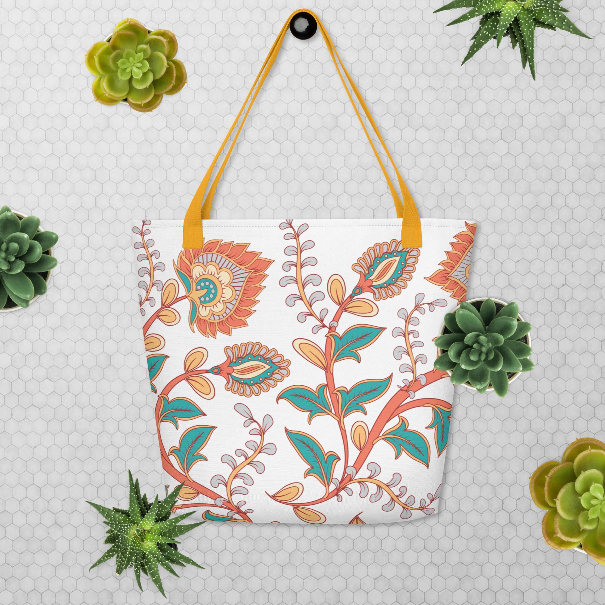 Floral India All-Over Print Large Tote Bag