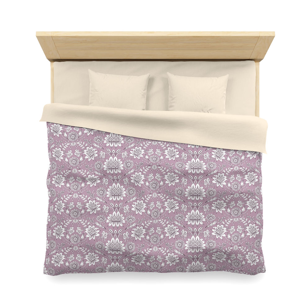 Thumbnail: Floral Damask Microfiber Duvet Cover — Mauve Vintage Pattern