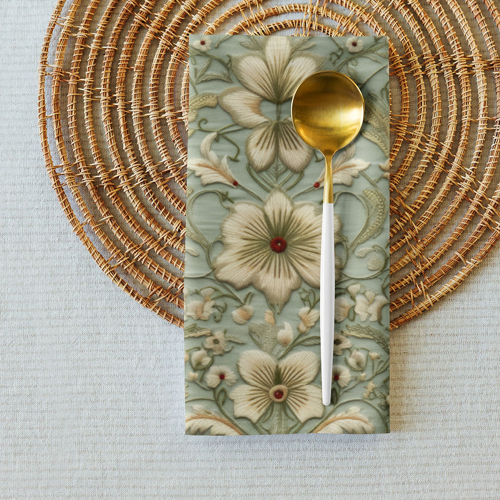Thumbnail: Yellow and Green Embroidery PRINT Cloth napkin set