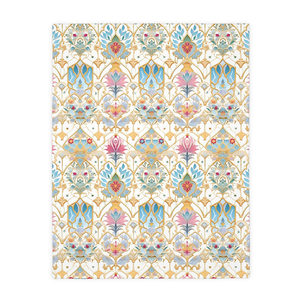 Thumbnail: Luxurious Velveteen Microfiber Blanket - Colorful Floral Design, Two-Sided Print