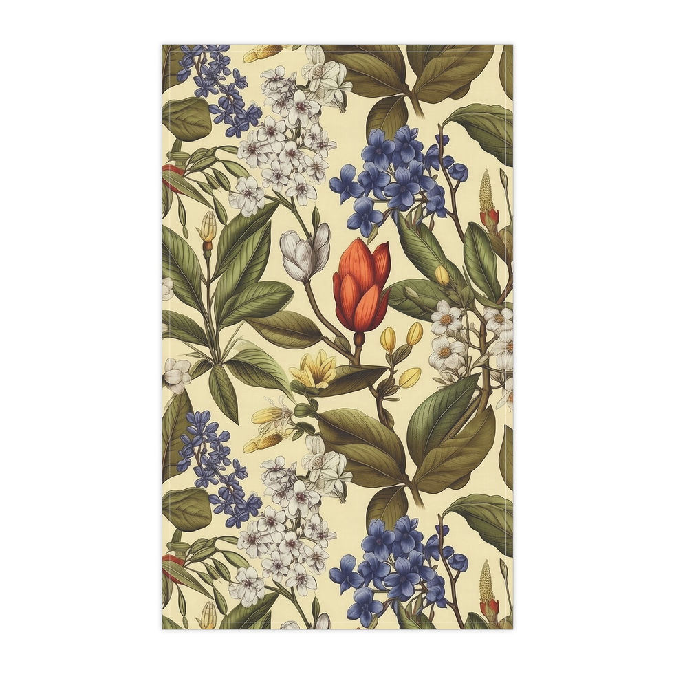 Thumbnail: Vintage Botanical Floral Tea Towels, Elegant Kitchen Decor
