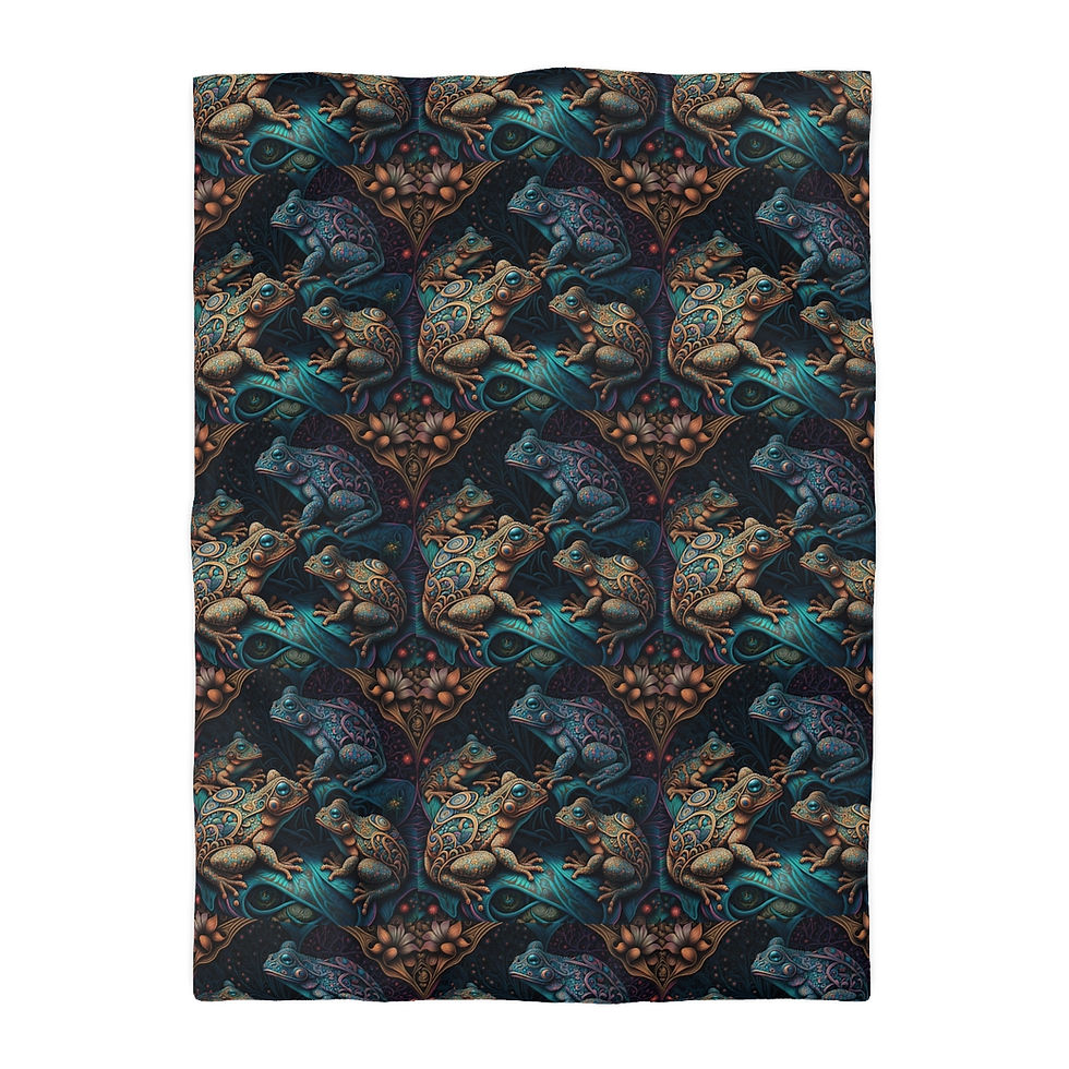 Thumbnail: Artistic Frogs #1 Microfiber Duvet Cover