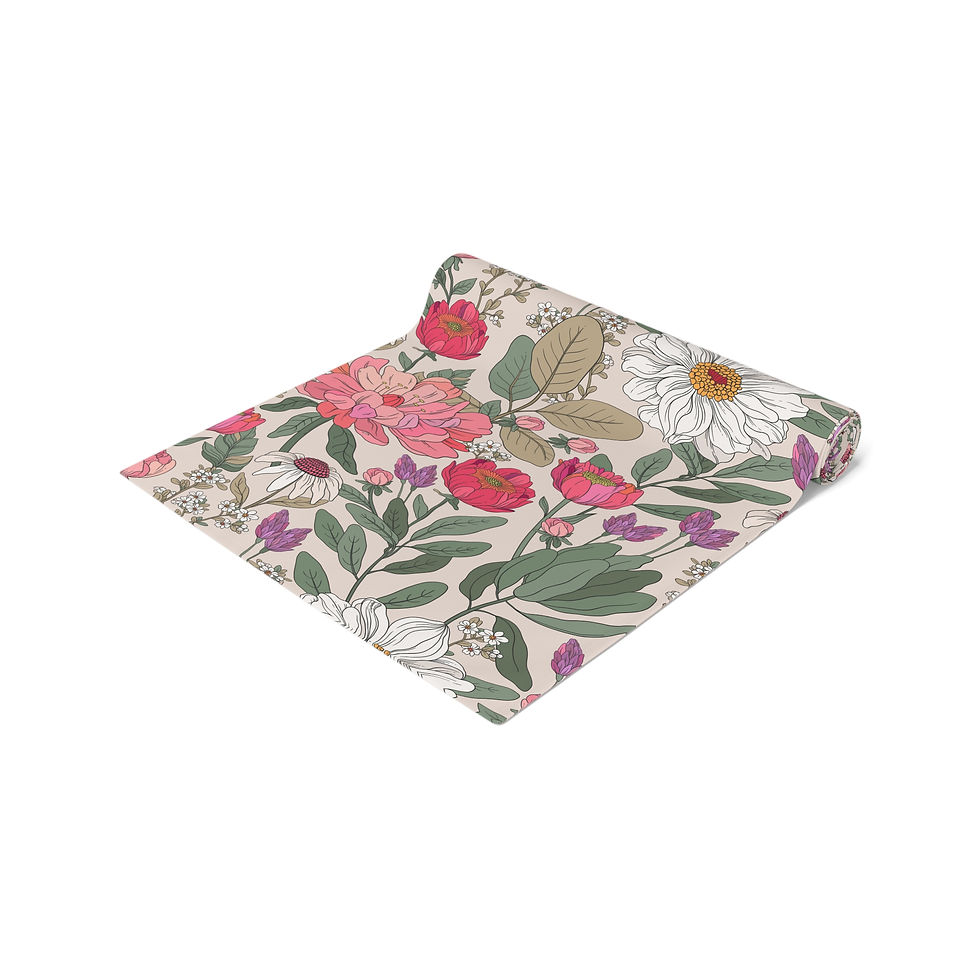 Thumbnail: Lush Floral Garden Table Runner — Pink & Sage Botanical Dining Decor