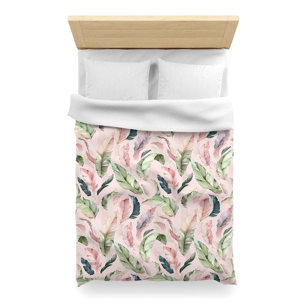 Thumbnail: Beautiful Leaves (Pink) Microfiber Duvet Cover