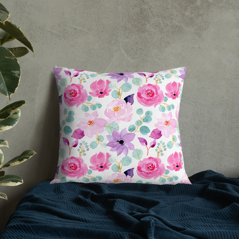 Thumbnail: Powderry Pink Florals Premium Pillow