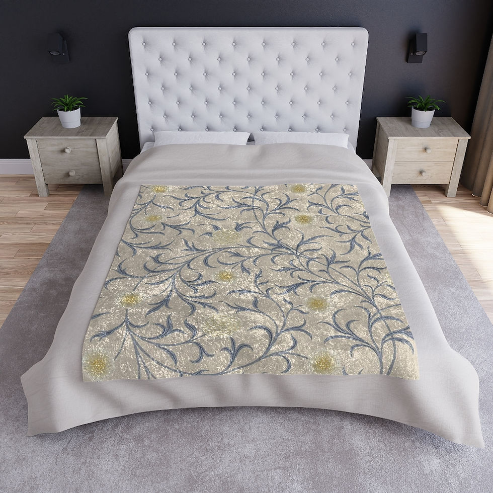 Thumbnail: Meandering Floral Crushed Velvet Blanket