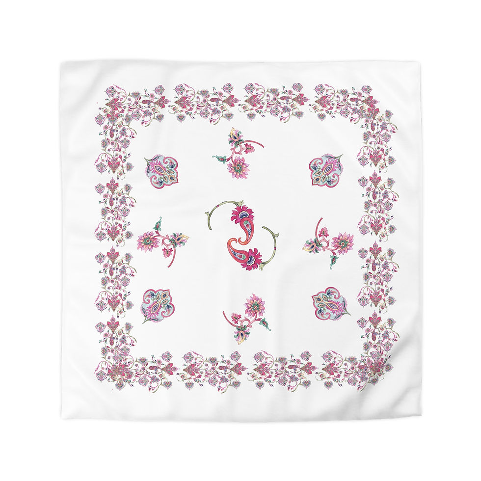 Thumbnail: Paisley  Jewels Border Duvet Cover — Pink Vintage Blossom Bedding