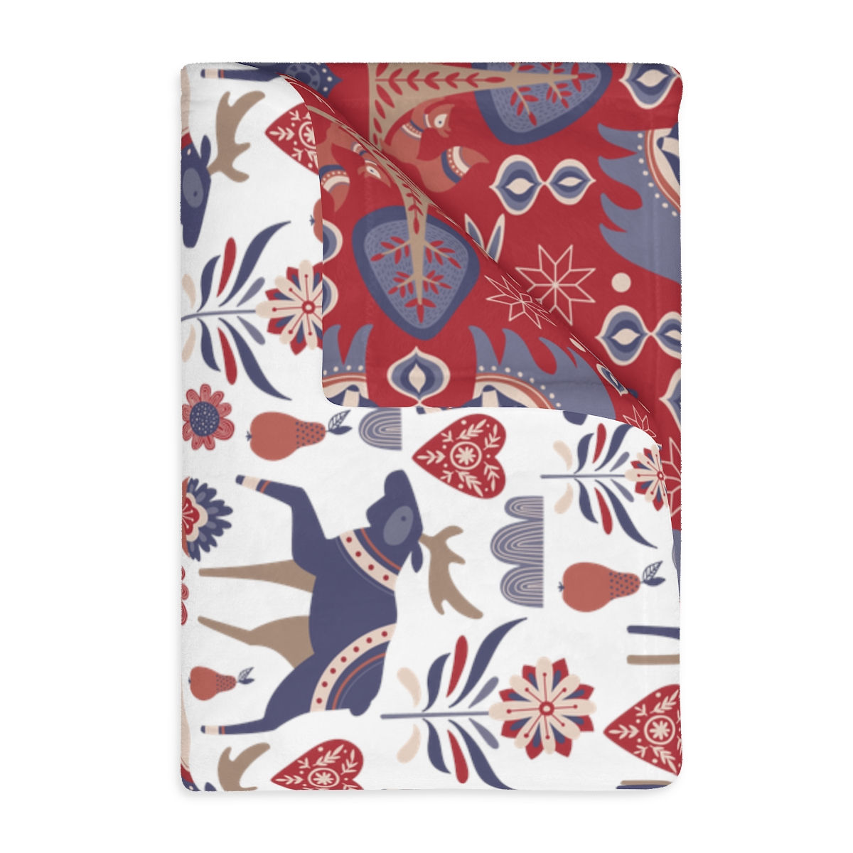 Scandinavian Christmas Holiday Reversible Velveteen Minky Blanket 