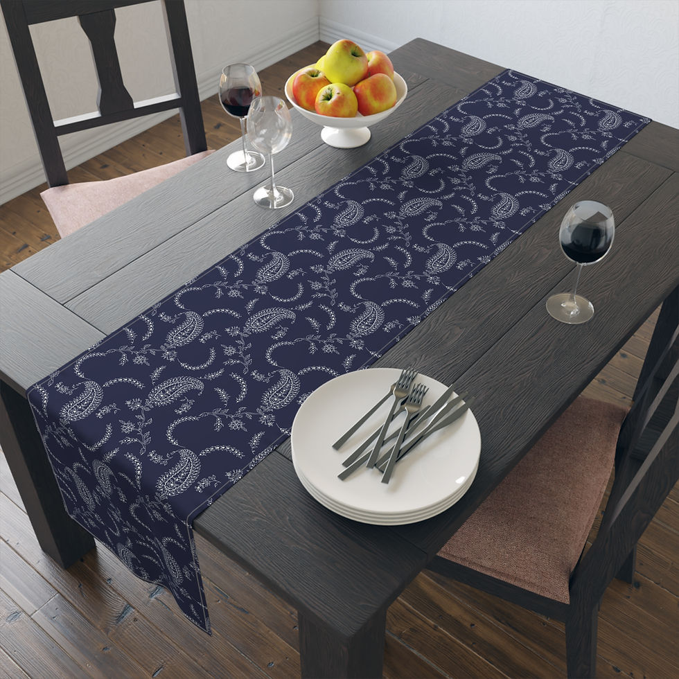 Thumbnail: Elegant Paisley (Navy) Floral Table Runner 