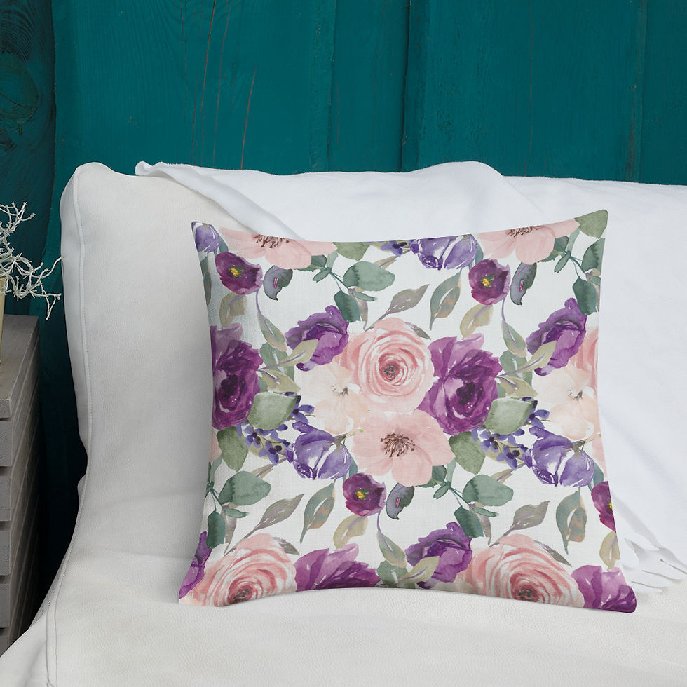 Thumbnail: Purple Floral Spring Premium Pillow