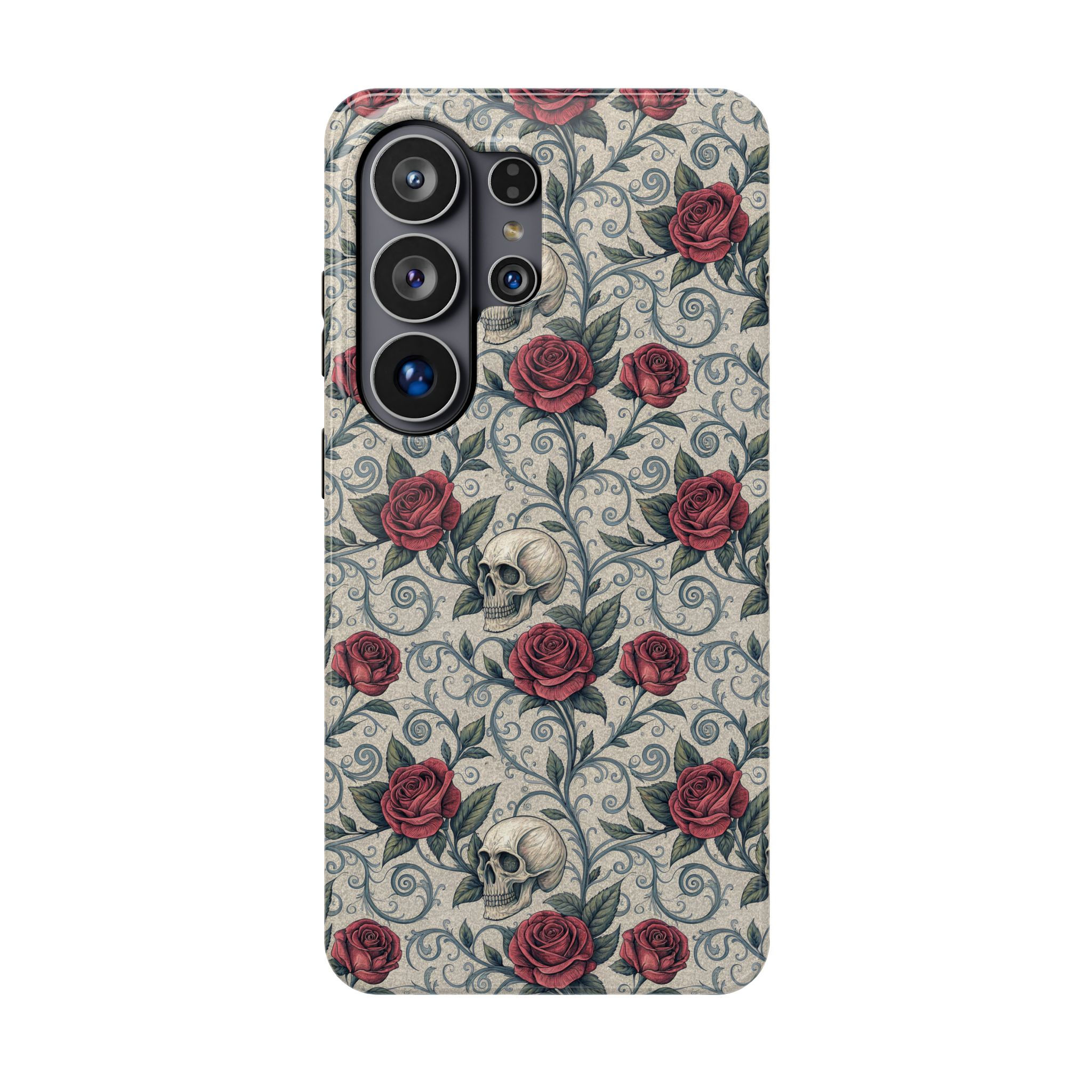 Skull & Roses Magnetic Impact Case — Protective Floral Gothic Phone Case