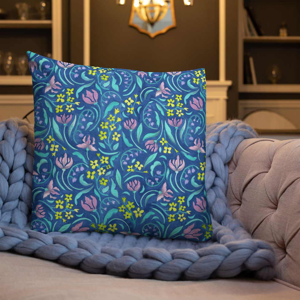 Thumbnail: Blue Water Floral Premium Pillow