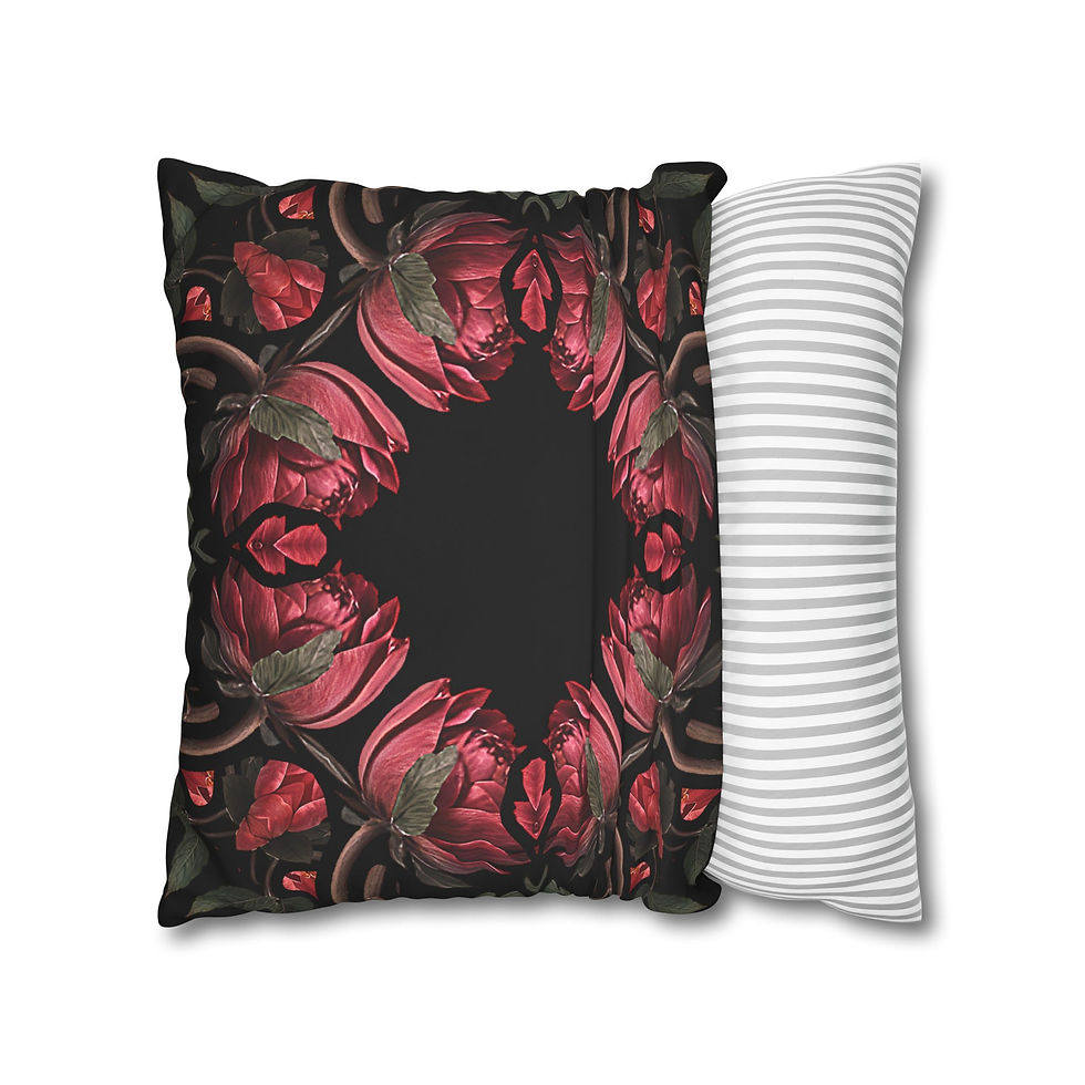 Thumbnail: Midnight Roses Floral Pillowcase for Cozy Home Decor