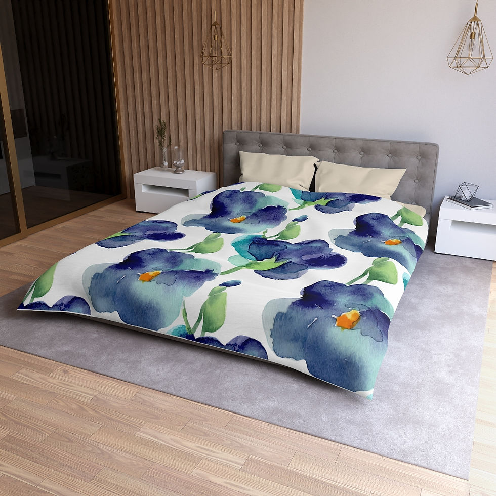 Thumbnail: Blue Petunia Microfiber Duvet Cover