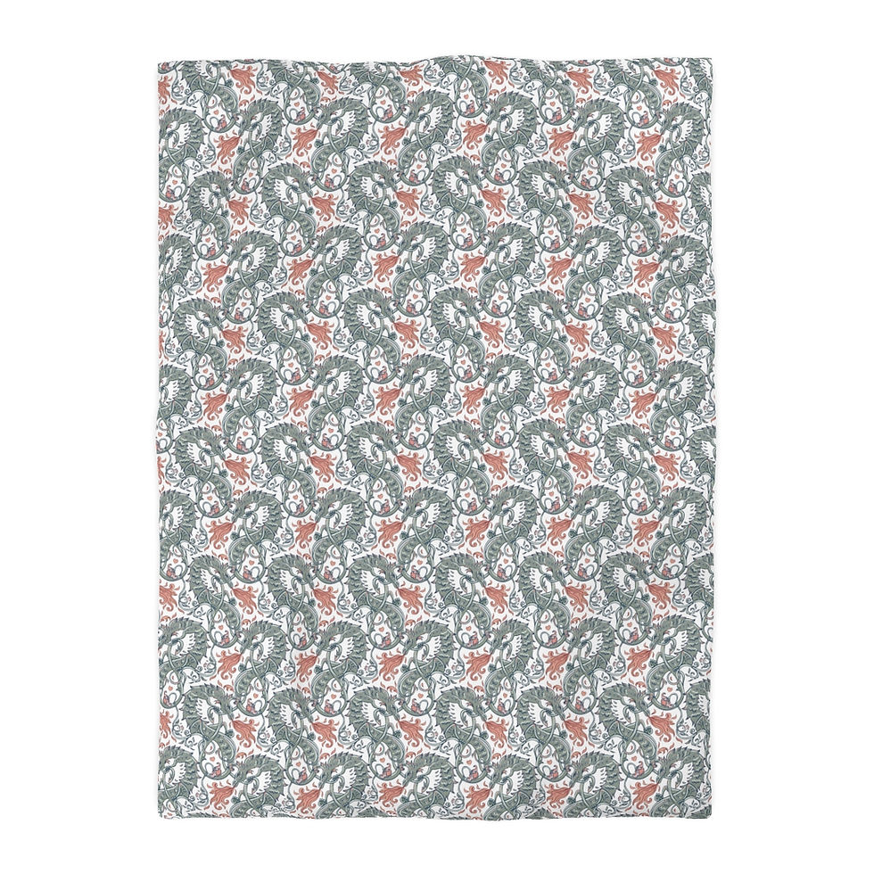 Thumbnail: Morris's Dragons (White) Microfiber Duvet Cover