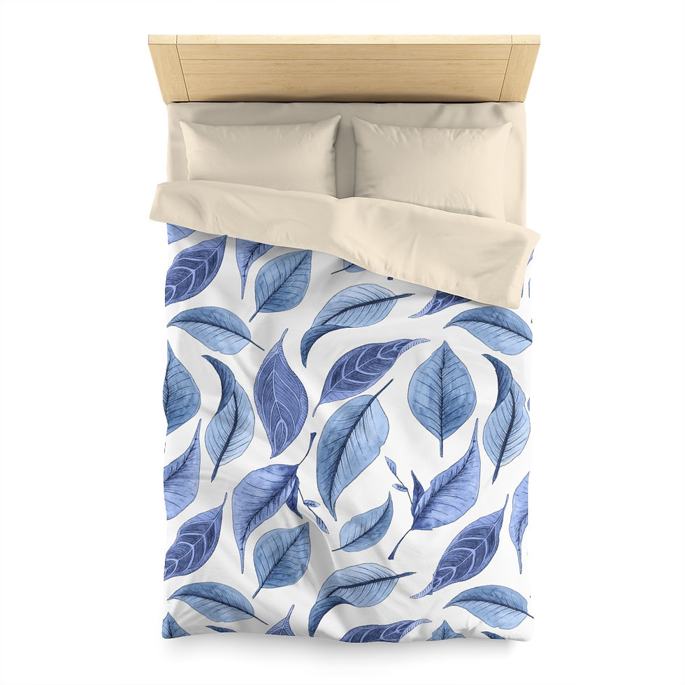 Thumbnail: Blue Leaves Microfiber Duvet Cover