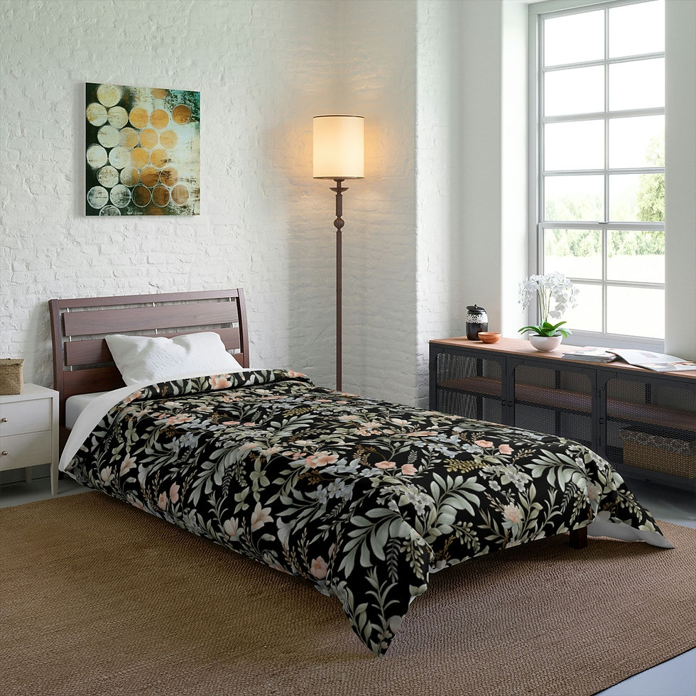 Thumbnail: Delicate Floral (BLK) Comforter