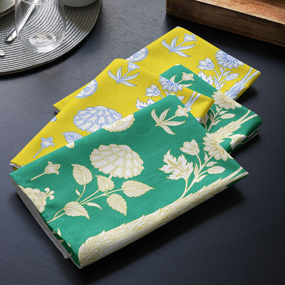 Thumbnail: Malabar (Green Sunshine) Cloth napkin set