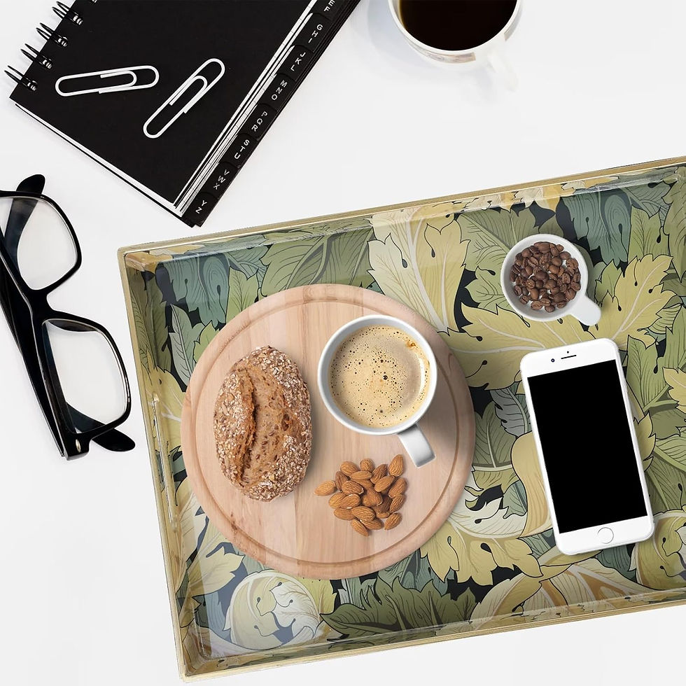 Thumbnail: Spsyrine Serving Tray with Handles, Plastic Decorative Tray for Coffee Table, L