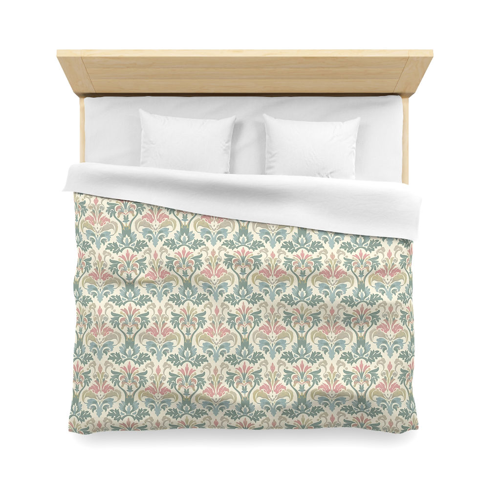 Thumbnail: Antique Damask Floral Microfiber Duvet Cover 