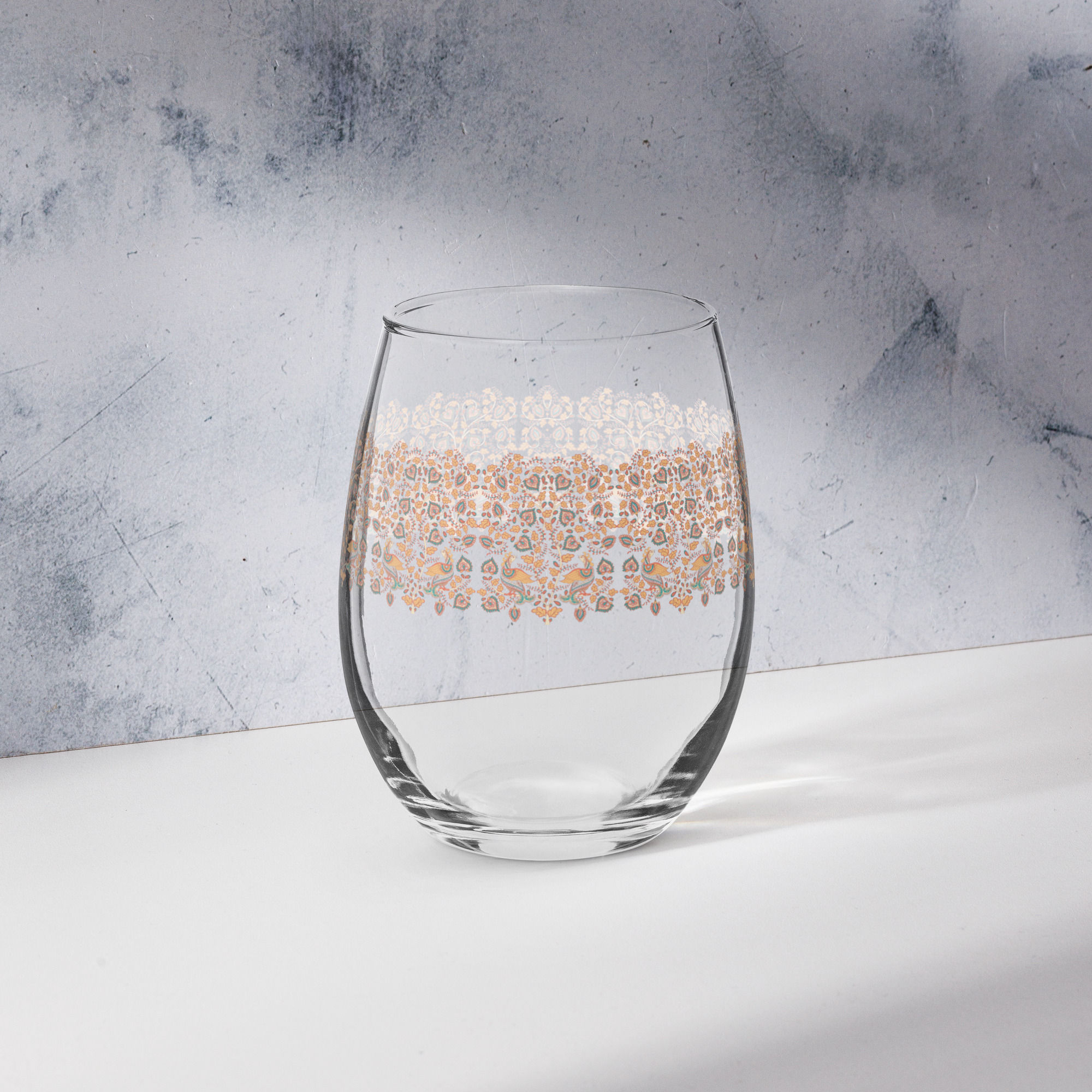 Ornate 5 Stemless wine glass