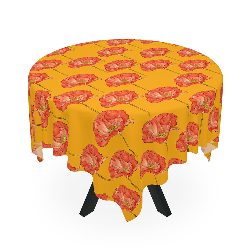 Thumbnail: Poppy Pattern Tablecloth — Bright Orange Floral Table Cover for Spring & Summer