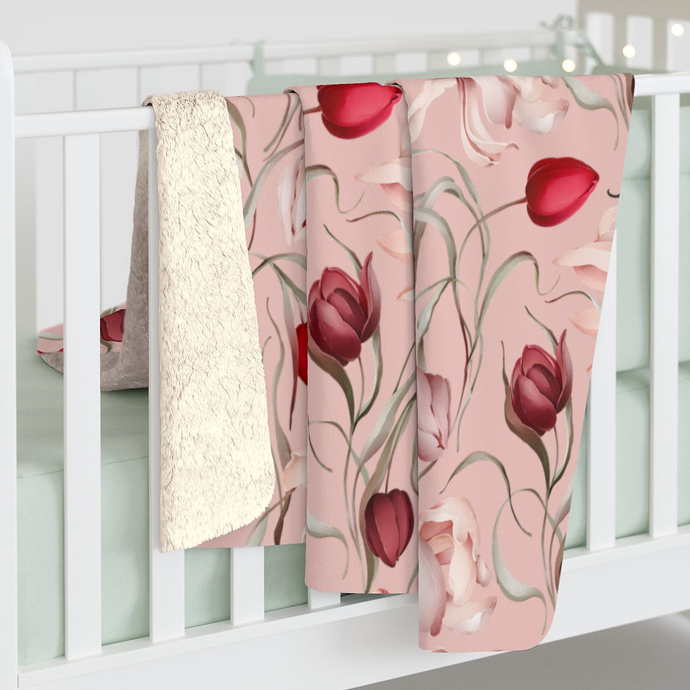 Thumbnail: Sulė Tulips Blush Sherpa Fleece Blanket