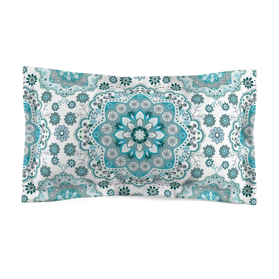 Thumbnail: Blue Mandala Print Microfiber Pillow Sham