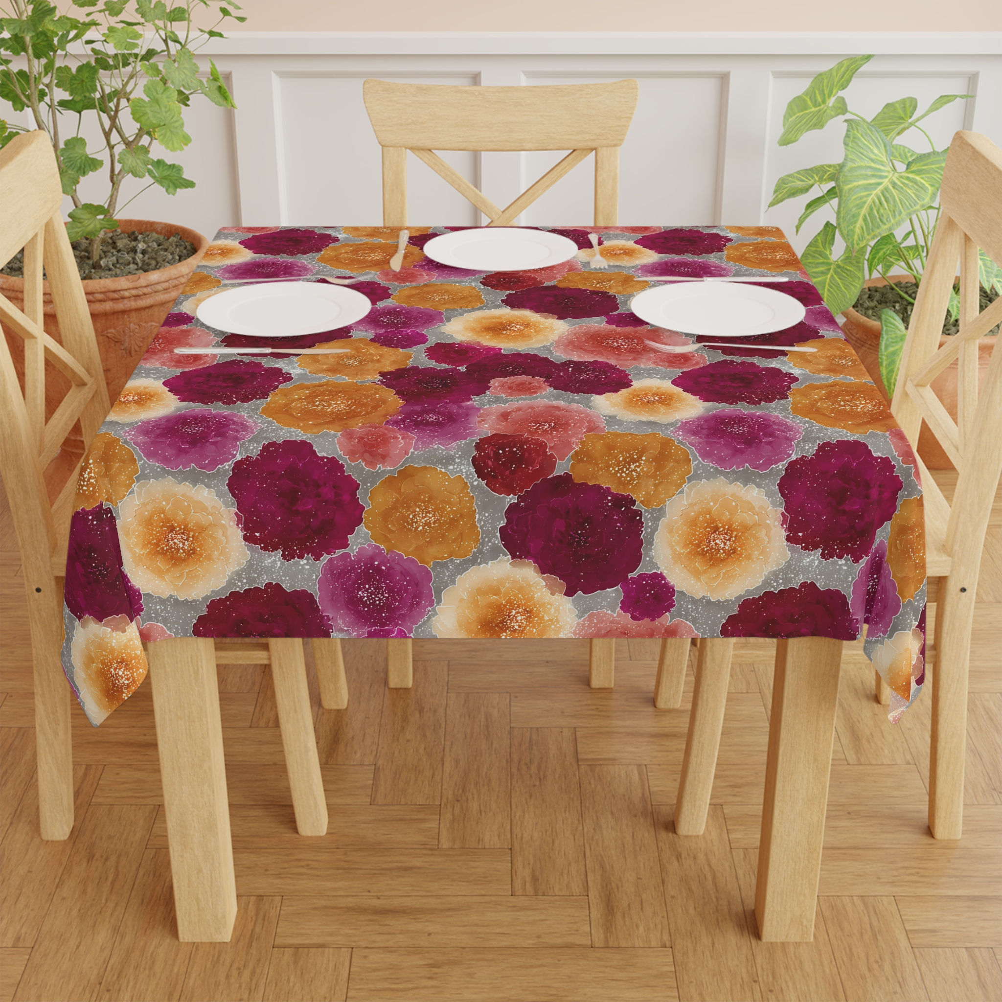 Autumn Colors Vibrant Floral Tablecloth for Elegant Dining