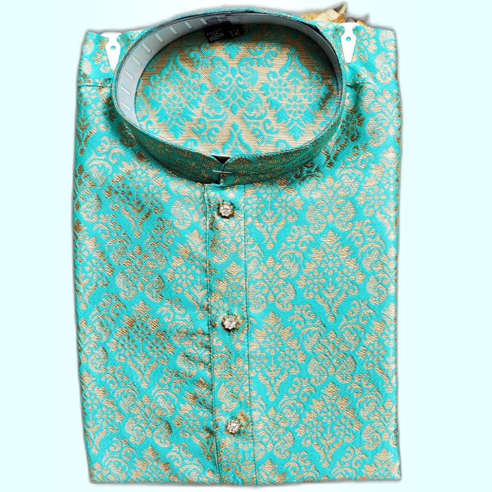Brocade Kurta Pajama for Boys  -  Green