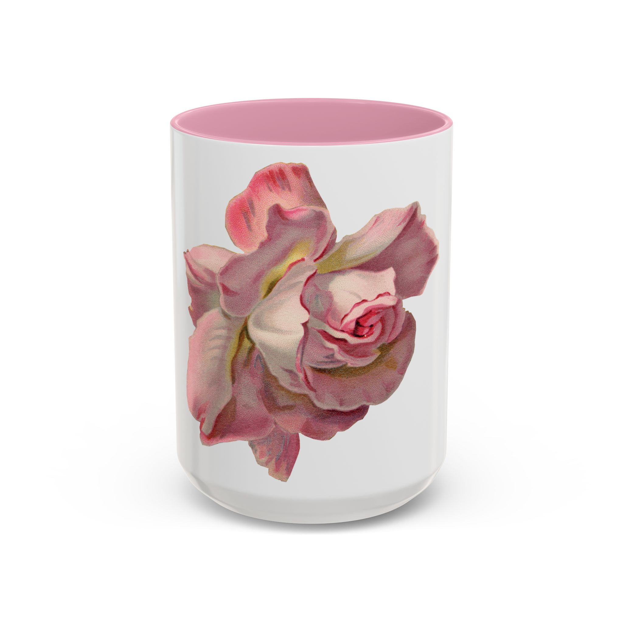 VintagePink Rose Floral Mug — Ceramic Coffee Cup (11oz/15oz)