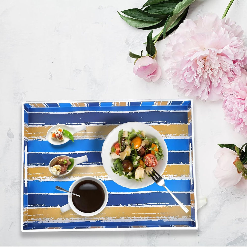 Thumbnail: Spsyrine Serving Tray with Handles, Plastic Decorative Tray for Coffee Table, L