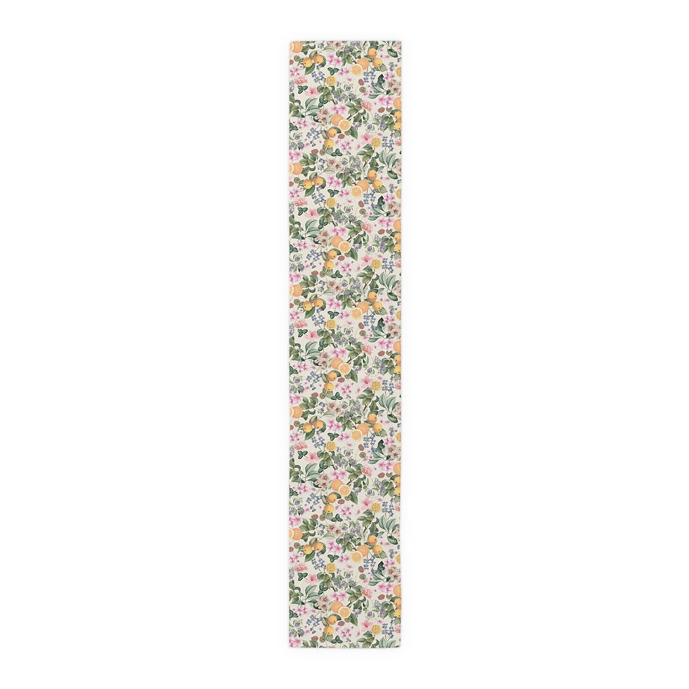 Thumbnail: Fruity Blossoms Table Runner — Floral Lemon Pattern for Spring & Summer Dining