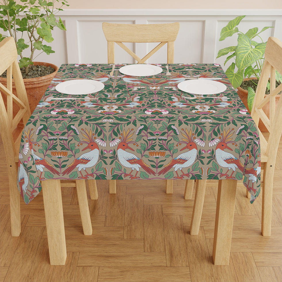 Thumbnail: Morris Influenced Floral Fox Tablecloth — Botanical William Morris Style 
