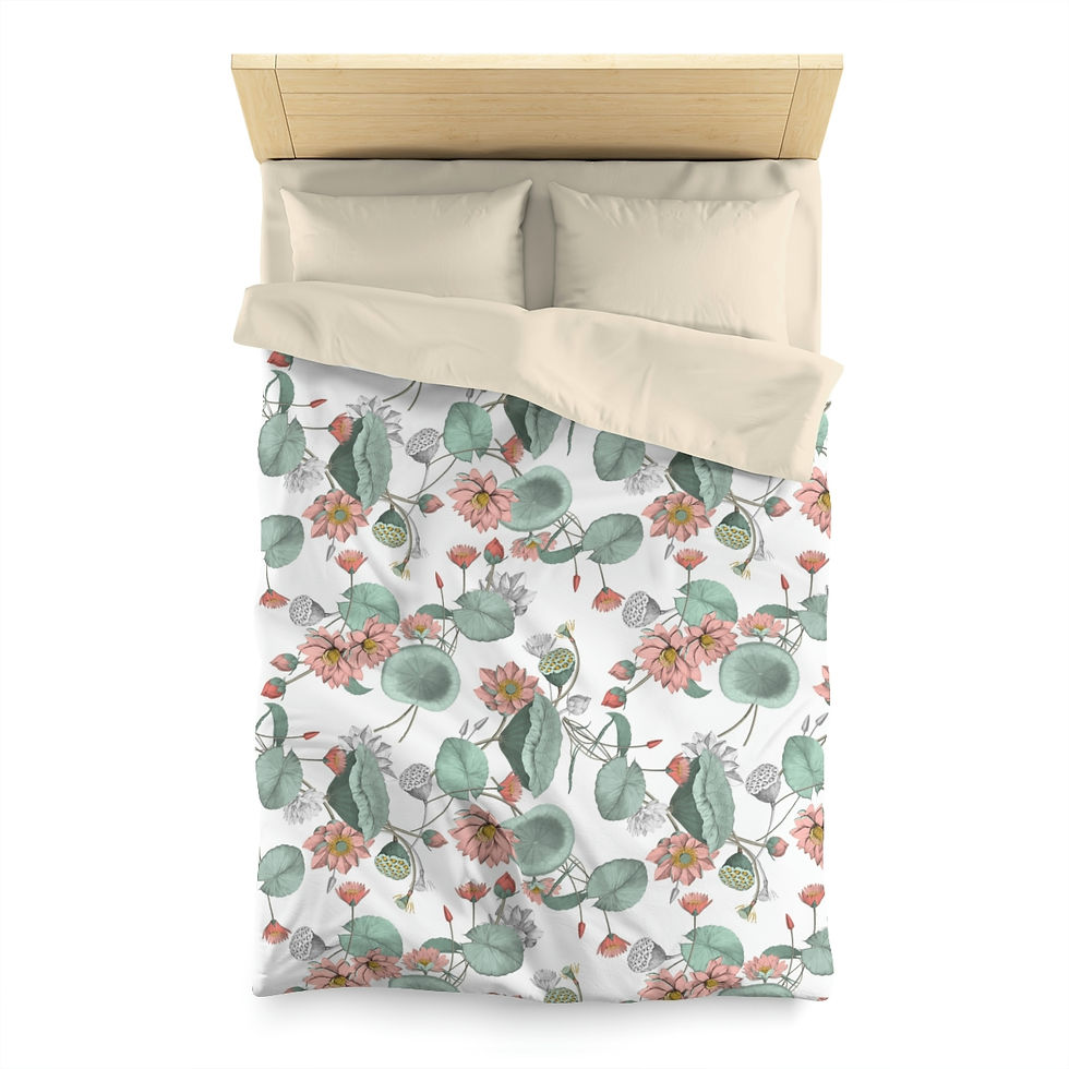 Thumbnail: Nelumbo (white) Microfiber Duvet Cover