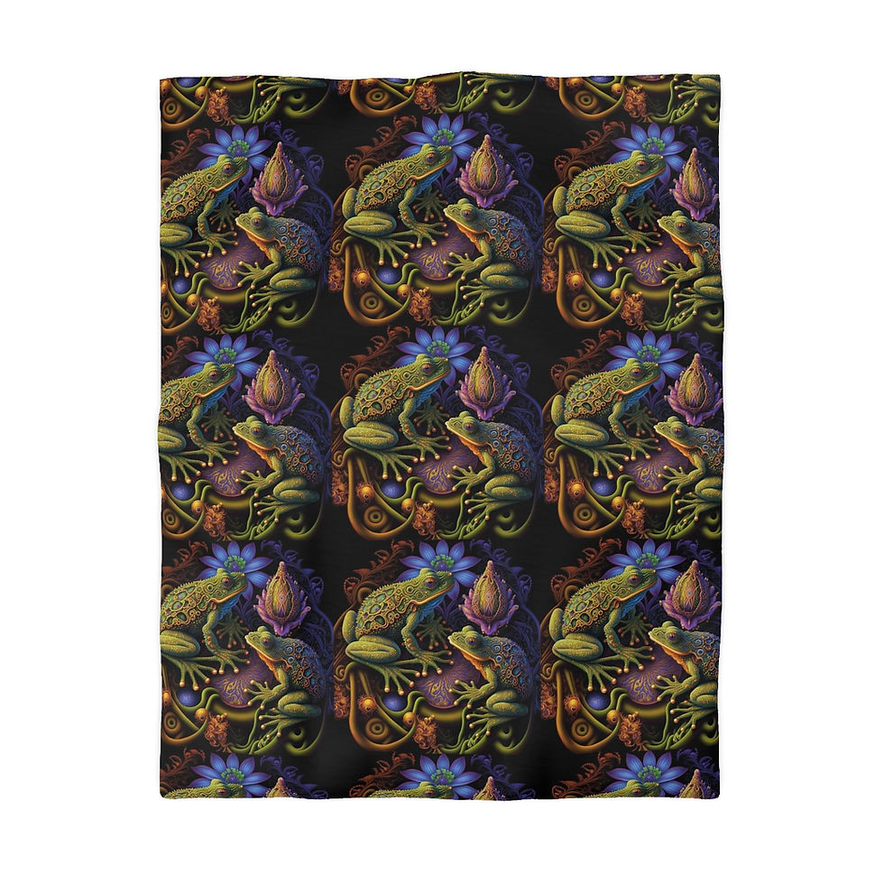 Thumbnail: Artistic Frogs #6 Microfiber Duvet Cover