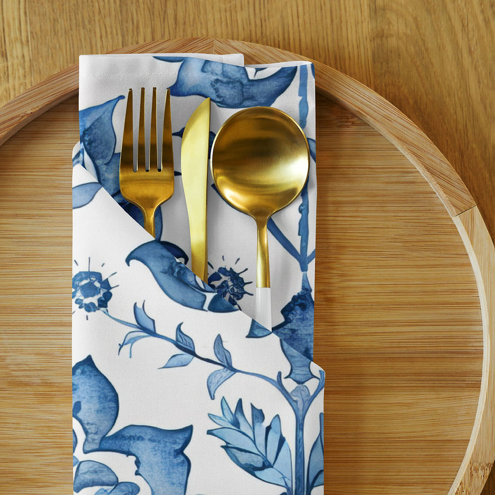 Thumbnail: Blue Indian Design Cloth napkin set