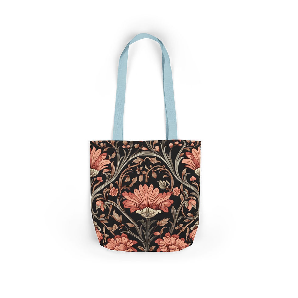 Thumbnail: Malinda Floral Canvas Tote Bag with 5-Color Straps