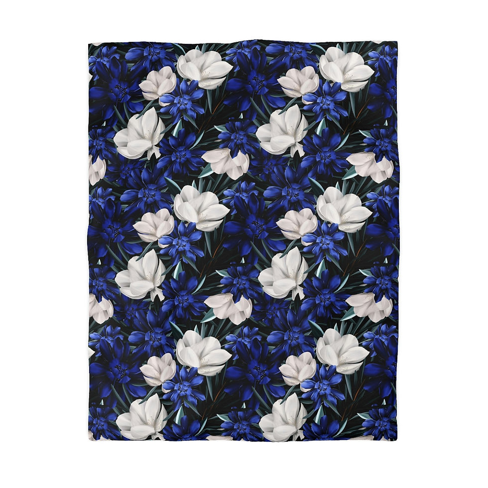 Thumbnail: Kiss of Spring  Blue/White on Microfiber Duvet Cover