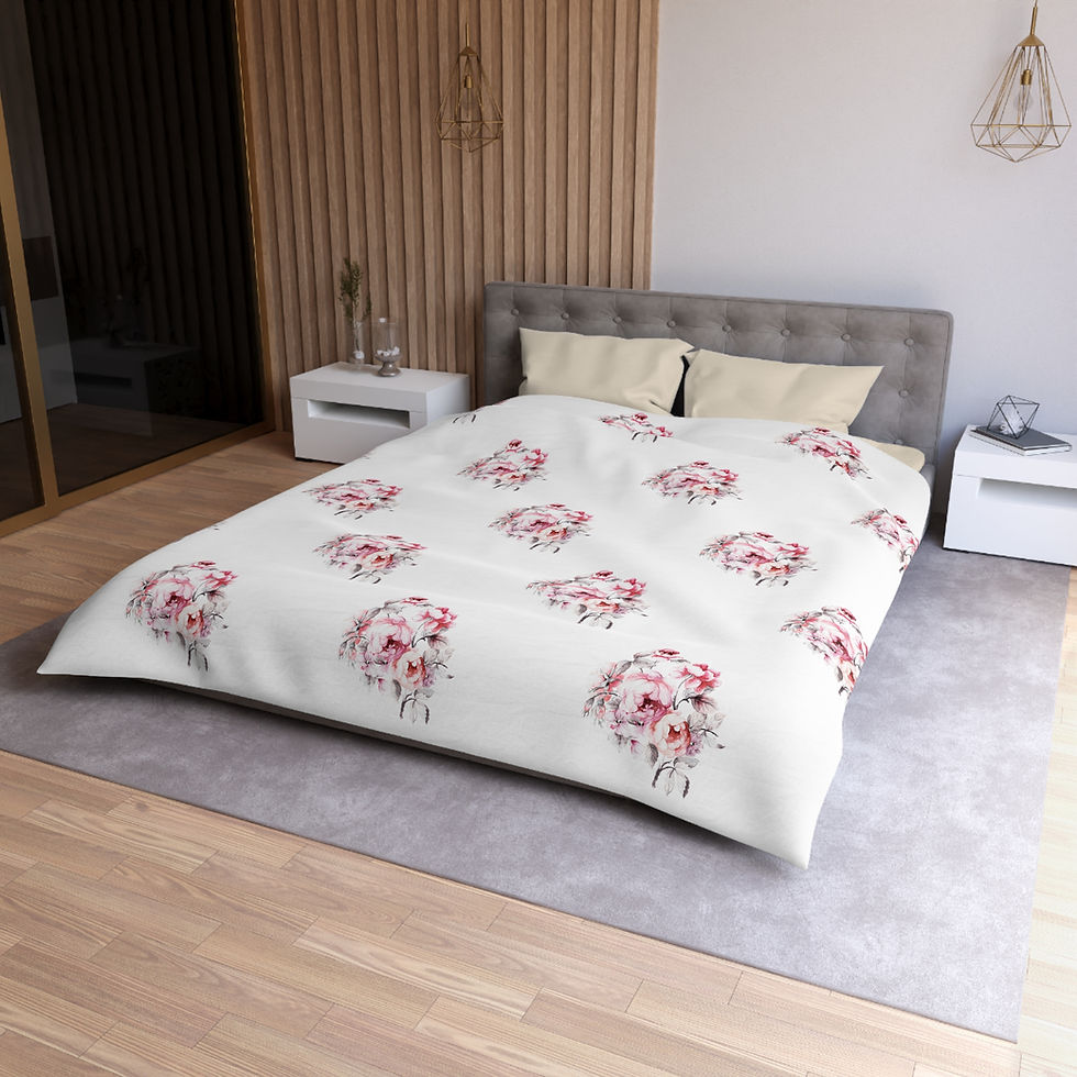 Thumbnail: Carina Floral Microfiber Duvet Cover Set – Elegant Bed Linen for Cozy Bedrooms
