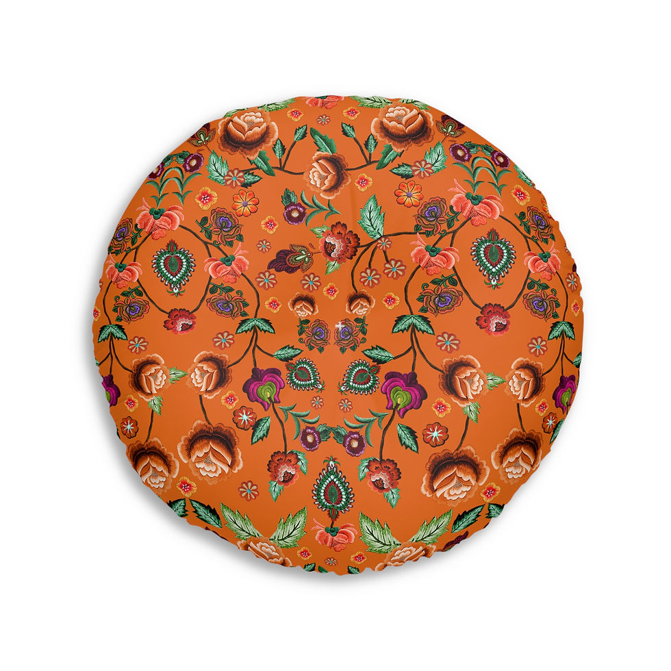 Thumbnail: Bohemian Round Tufted Floor Pillow - Floral Pattern for Cozy Living Spaces