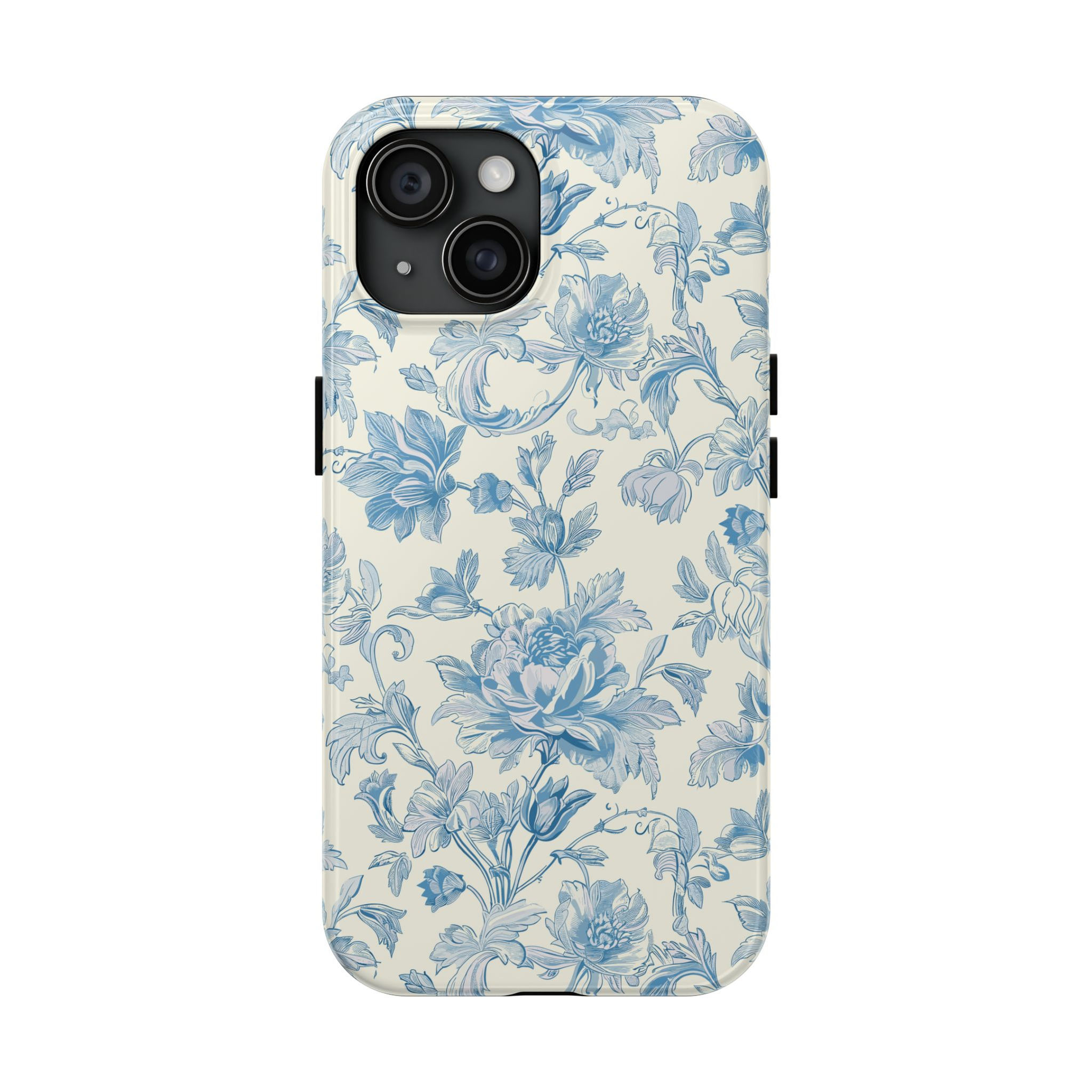 Floral Tough Phone Case - Durable Protection with Elegant Blue Botanical Design