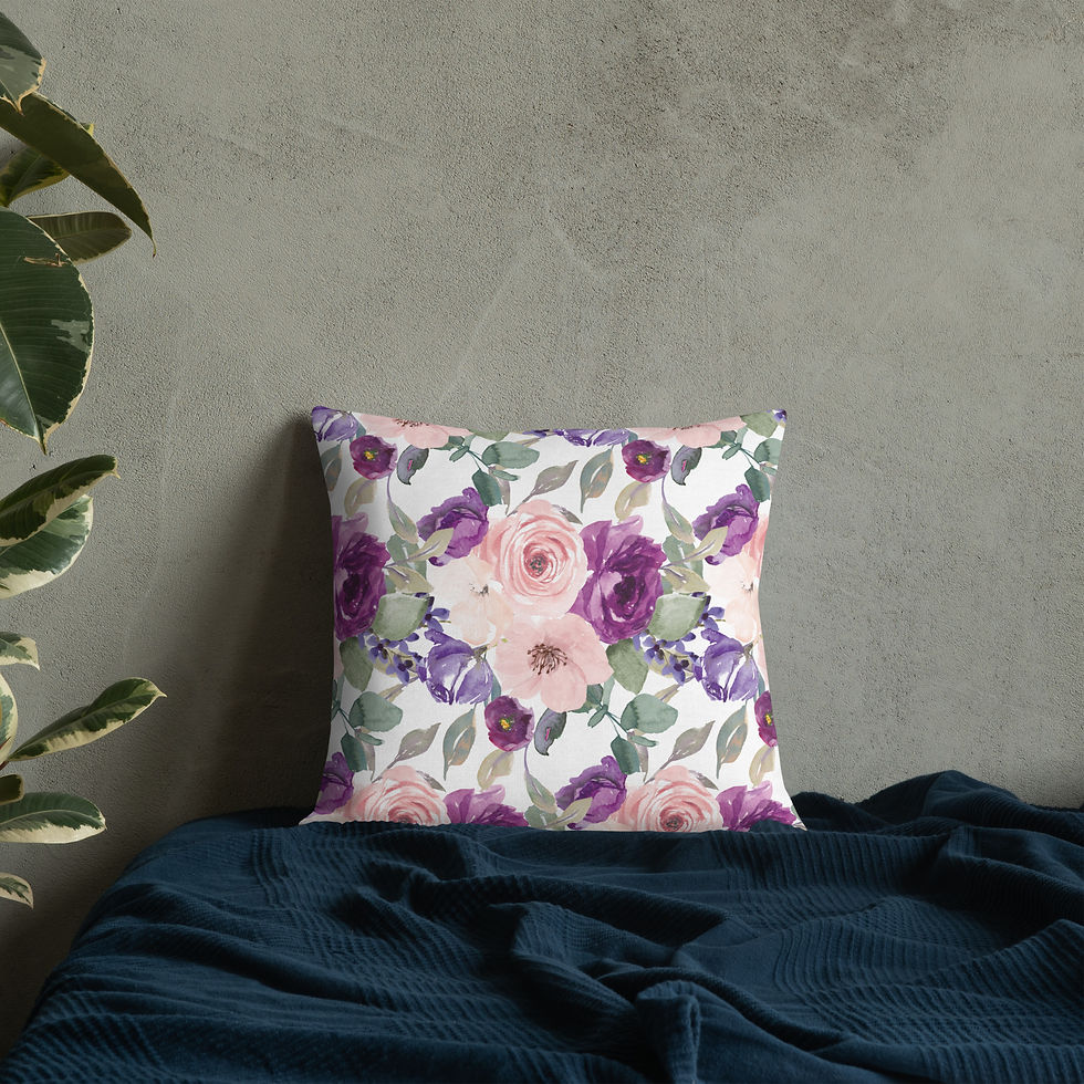 Thumbnail: Purple Floral Spring Premium Pillow