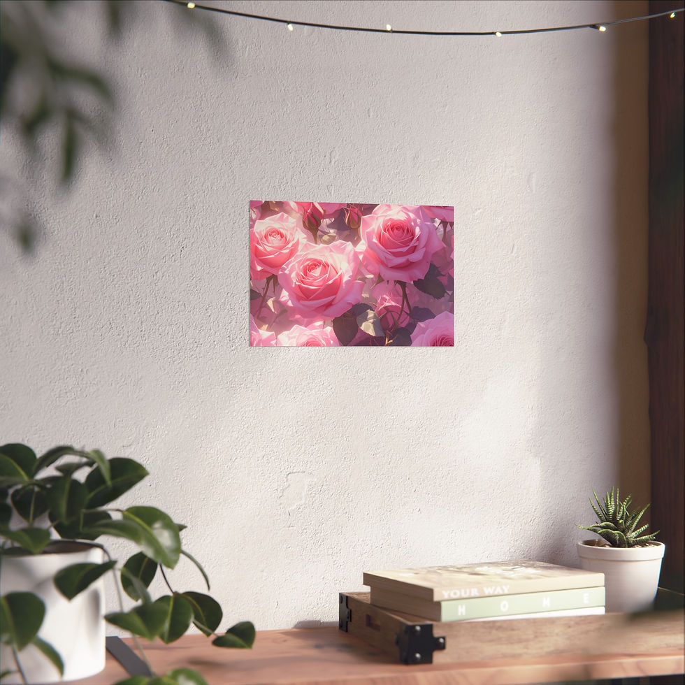 Thumbnail: Pink Rose Fine Art Poster, Floral Wall Decor, Romantic Gift